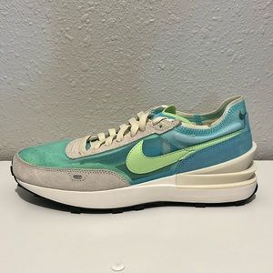Nike - NEW - Size 9.5 Women’s - Neon green and blue & cream with mesh and suede